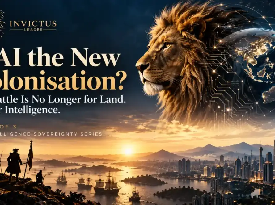 Is AI the New Colonisation? Intelligence sovereignty with a lion, global AI network, and Kuala Lumpur skyline